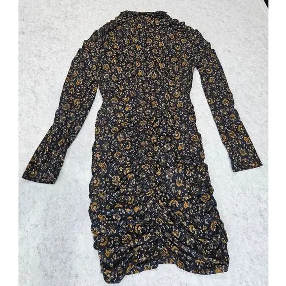 Veronica Beard Greta Dress, Ruched Bottom, Sexy, Black -Multi Color Sz L - Picture 14 of 15